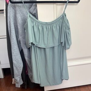 INC International Concepts Sage Green Off-Shoulder Spaghetti Strap Camisole